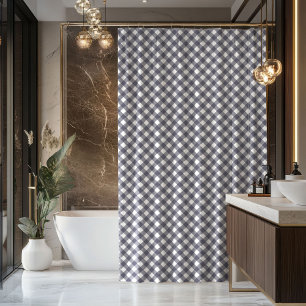 Rustikaler Tartan-Vorhang Navy Blau Badezimmer Ges Duschvorhang