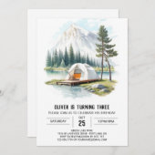 Rustikaler Tenting Kindergeburtstag Einladung (Vorne/Hinten)