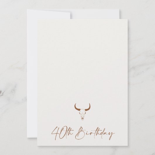 Rustikaler Terracotta-Western 40. Geburtstag Einladung (Rückseite)