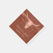 Rustikaler Terracotta Western Kuh Skull Serviette (Ecke)