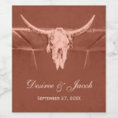 Rustikaler Terracotta Western Kuh Skull Weinetikett (Einzelnes Label)