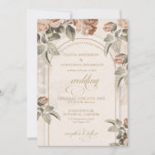 Rustikaler Terrakotta-Grünflor-Bogen-Hochzeit  | Einladung (Vorderseite)