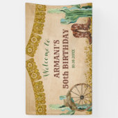 Rustikaler Texas Western Cowboy Birthday Große Ban Banner (Vertikal)