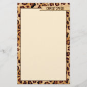 Rustikaler Textil-Leopard-Druckername Briefpapier (Vorderseite)