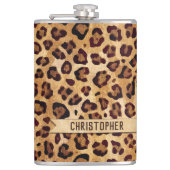 Rustikaler Textil-Leopard-Druckername Flachmann (Vorderseite)