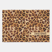 Rustikaler Textil-Leopard-Druckername Geschenkpapier Set (Vorderseite 3)