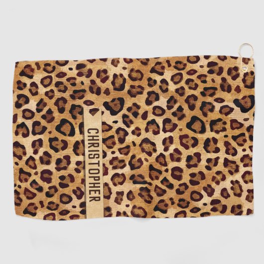 Rustikaler Textil-Leopard-Druckername Golfhandtuch (Horizontal)