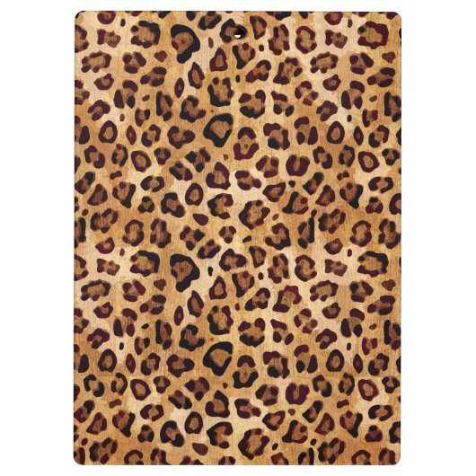 Rustikaler Textil-Leopard-Druckername Klemmbrett (Rückseite)