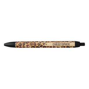 Rustikaler Textil-Leopard-Druckername Kugelschreiber