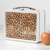 Rustikaler Textil-Leopard-Druckername Metall Brotdose (Beispiel)