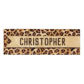 Rustikaler Textil-Leopard-Druckername Namenschild (Vorderseite)