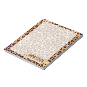 Rustikaler Textil-Leopard-Druckername Notizblock