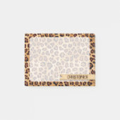 Rustikaler Textil-Leopard-Druckername Post-it Klebezettel (Vorderseite)