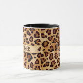 Rustikaler Textil-Leopard-Druckername Tasse (Zentrum)