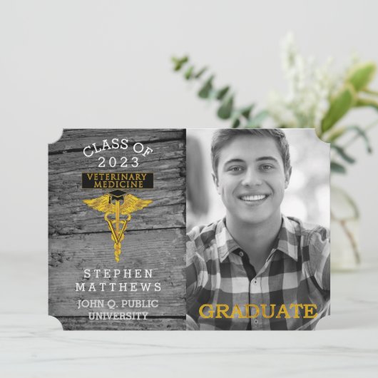 Rustikaler Tierarzneimittel Abschluss Einladung (Stehend Vorderseite)