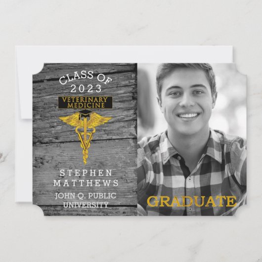 Rustikaler Tierarzneimittel Abschluss Einladung (Vorderseite)