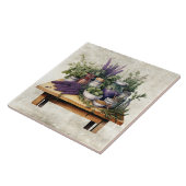Rustikaler Tisch mit Kräutern Aquarelle Fliese (Seite)