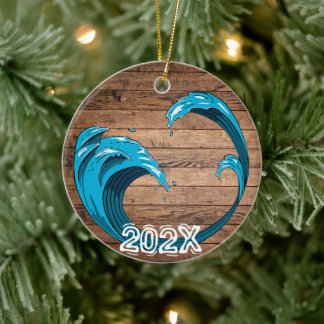 Rustikaler Titel Wave Current - Custom Year Name Keramik Ornament