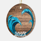 Rustikaler Titel Wave Current - Custom Year Name Keramik Ornament (Links)