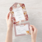 Rustikaler Tod von Herbstlauben Burgund Abendessen All In One Einladung (Abreißen)