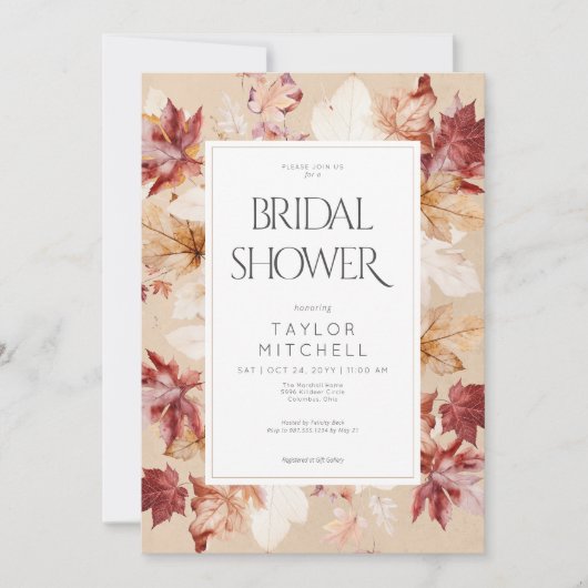 Rustikaler Tod von Herbstlauben Tan Brautparty Einladung (Vorderseite)