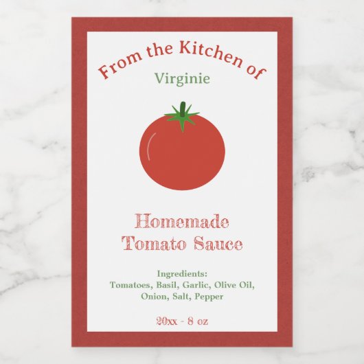 Rustikaler Tomato Sauce Flaschenetikett Weinetikett (Einzelnes Label)