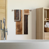 Rustikaler Ton Monogramm Streifen Badhandtuch Set