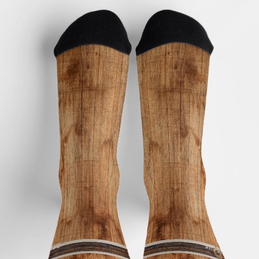 Rustikaler Ton Monogramm Tan und braun Socken (Oben)