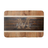 Rustikaler Ton-Streifen Monogram Tan Badematte (Vorderseite)