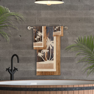 Rustikaler Tone Mongram Palms Beach Badhandtuch Set