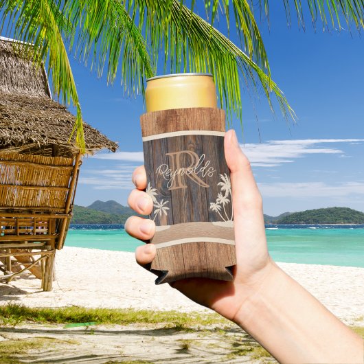 Rustikaler Tone Mongram Strand Selters Dosenkühler