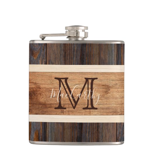 Rustikaler Tone Streifen braun Flachmann (Vorderseite)