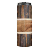 Rustikaler Tone Streifen braun Thermosbecher (Rückseite)