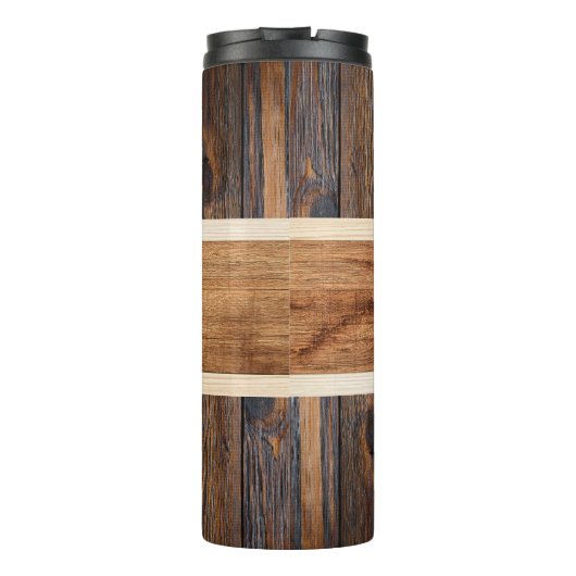 Rustikaler Tone Streifen braun Thermosbecher (Rückseite)