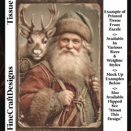 Rustikaler traditioneller Weihnachtsmann, Reindeer Seidenpapier