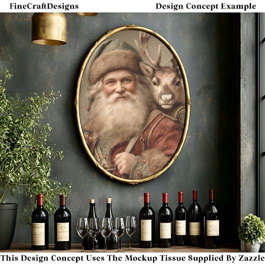 Rustikaler traditioneller Weihnachtsmann, Reindeer Seidenpapier