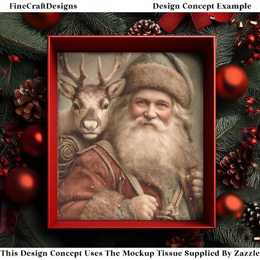 Rustikaler traditioneller Weihnachtsmann, Reindeer Seidenpapier