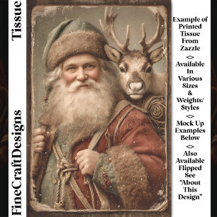 Rustikaler traditioneller Weihnachtsmann, Rentiere Seidenpapier