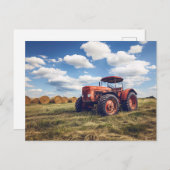 Rustikaler Traktor mit Hay Bales Postkarte (Vorne/Hinten)