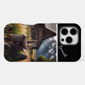 Rustikaler Traktor unter Berggipfeln iPhone Hülle (Rückseite (Horizontal))