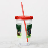 Rustikaler Traktorcup mit Lid und Stroh Acryltrinkbecher (Links)