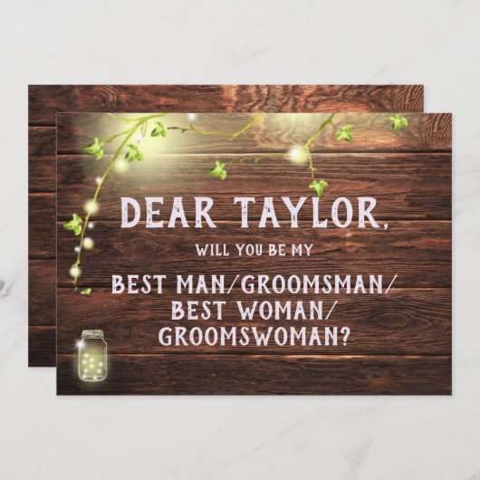 Rustikaler Trauzeuge Trauzeuge Einladung (Vorne/Hinten)