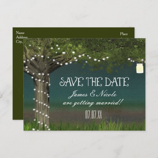 Rustikaler Tree & Lights Rett Postkarte (Vorne/Hinten)
