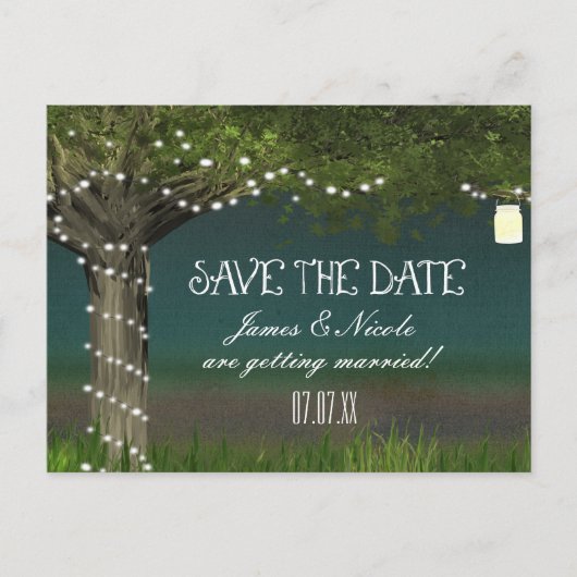 Rustikaler Tree & Lights Rett Postkarte (Vorderseite)