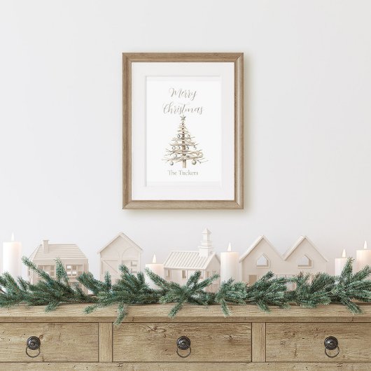 Rustikaler Treibholz-Küsten-Weihnachtsbaum Poster