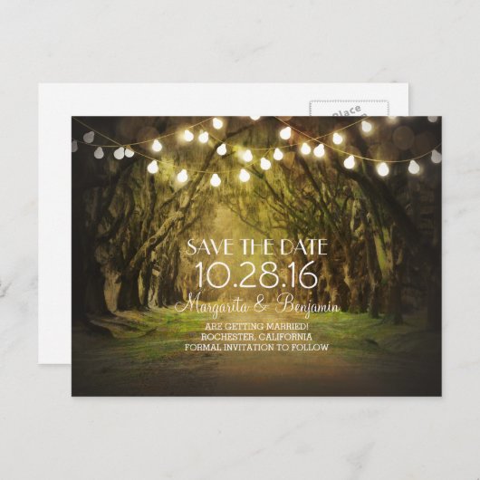 Rustikaler Treppenpfad Save the Date Ankündigungspostkarte (Vorne/Hinten)