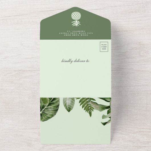 Rustikaler Tropischer Dschungel Niedlich Macaw Bab All In One Einladung (Außenbereich)