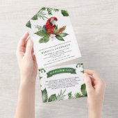 Rustikaler Tropischer Dschungel Niedlich Macaw Bab All In One Einladung (Abreißen)