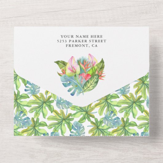 Rustikaler Tropischer Dschungel Niedlicher Igel Ki All In One Einladung (Rückseite)