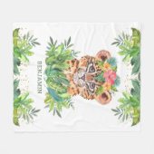 Rustikaler Tropischer Dschungel Safari Niedlich Le Fleecedecke (Vorderseite (Horizontal))